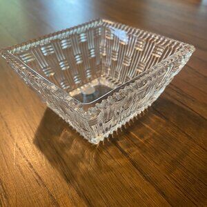 Tiffany & Co 4" small square basket weave crystal dish